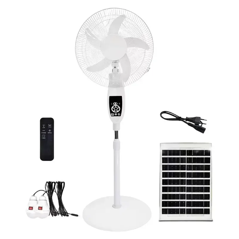 16 Inch Solar Panel Fan Hot Sales High Quality Electric Rechargeable Smart Standing Fan with Battery Included