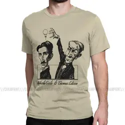 Novelty Tesla VS Edison T-Shirts Men Nikola Tesla T Shirts Electricity Science Physicist Energy Inventor Geek Top Nerd Tee Shirt