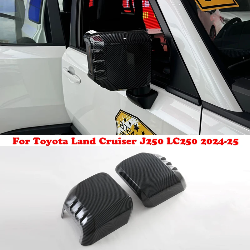 

Door Mirror Overlay Cover For Toyota Land Cruiser 250 Prado LC250 J250 2024 2025 Carbon Fiber Color ABS Car Styling Accessories