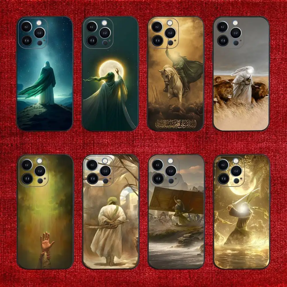 

Imam Hussain Shia Ali Phone Case For iPhone 16e,16,15,14,13,12,11,Pro,X,XS,Max,XR,Plus,Mini Soft Black Cover