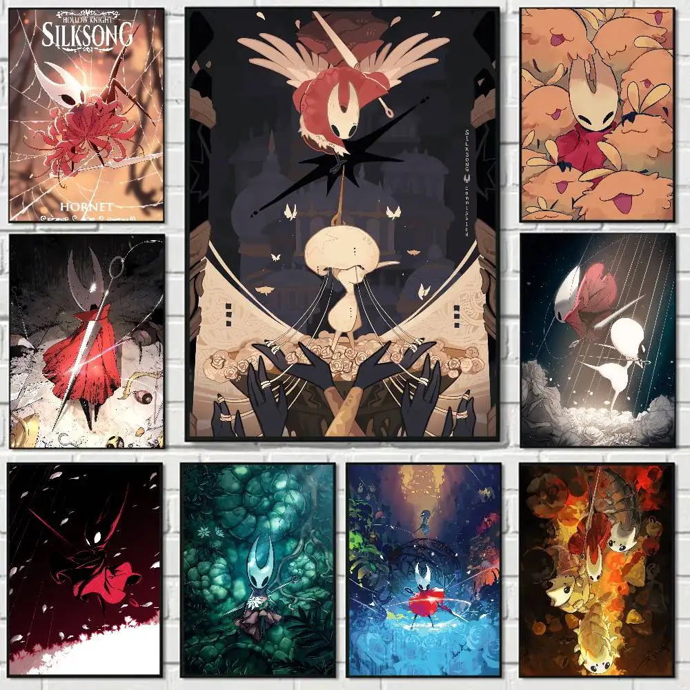 GAME Hollow Knight Silksong Cartoon Anime Poster Aquarell-Kunst Kinderzimmer-Dekoration Wandbehang Gemälde Kindergeschenk