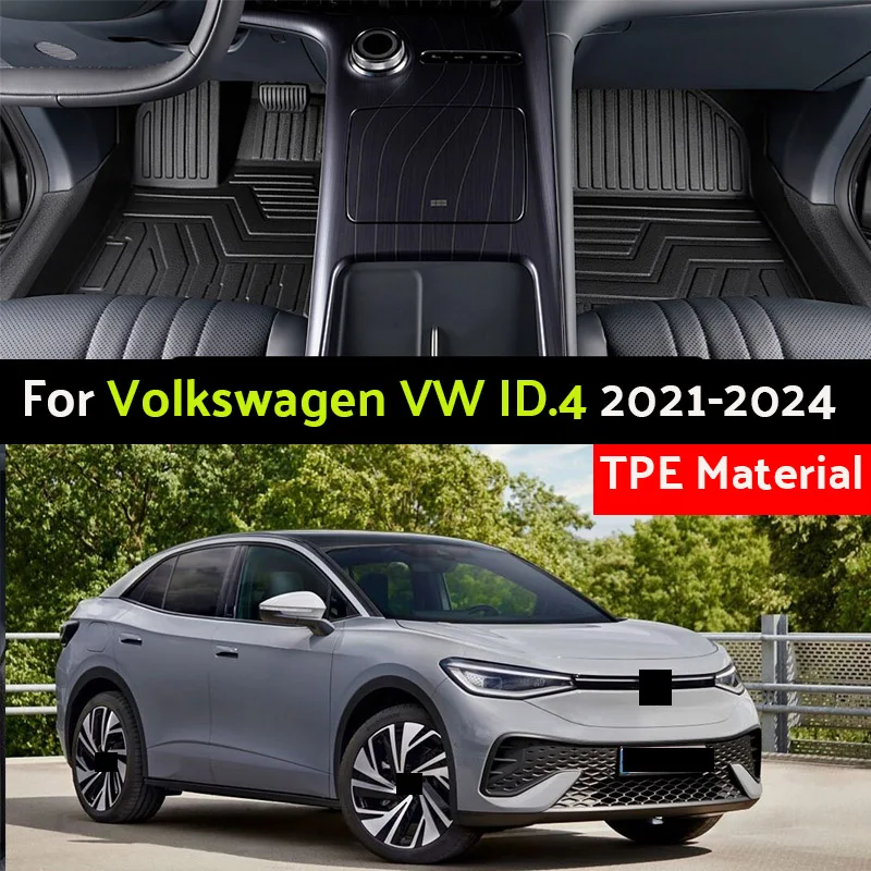 3cps مادة TPE سيارة الكلمة حصيرة لفولكس واجن لشركة فولكس فاجن ID.4 2021-2024 LHD الفاخرة مقاوم للماء الطين السجاد القدم غطاء وسادة الطين الكامل #1