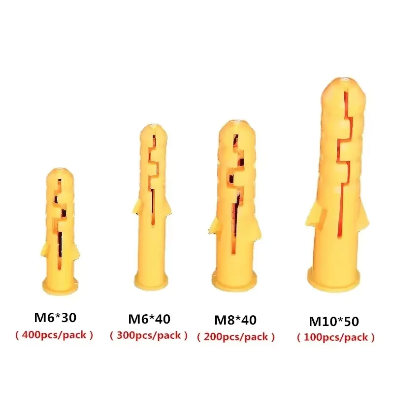 100-400pcs Ribbed Plastic Expansion Pipe M6 M8 M10 Rubber Plug plastic pipe Nylon Column Expansion Screw Anchor Plug Wall plugs image 3