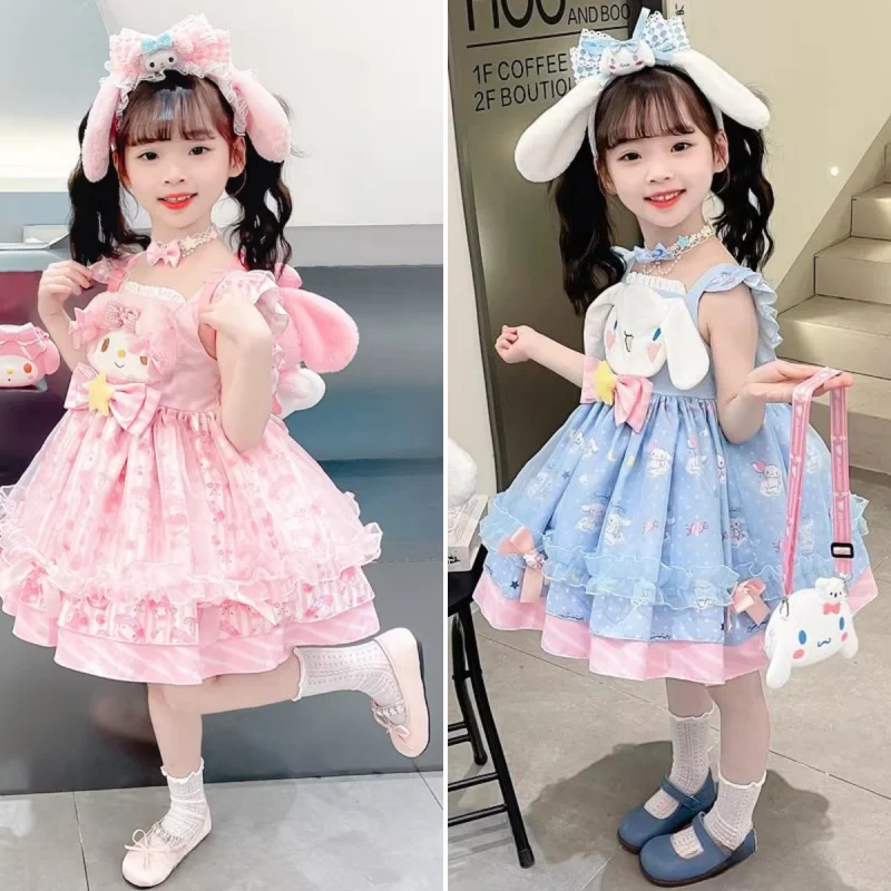 

Новое оригинальное детское платье Miniso Kawaii Cinnamoroll Melody, платья принцессы Лолиты с героями мультфильмов, летняя вечеринка, милый подарок для девочек