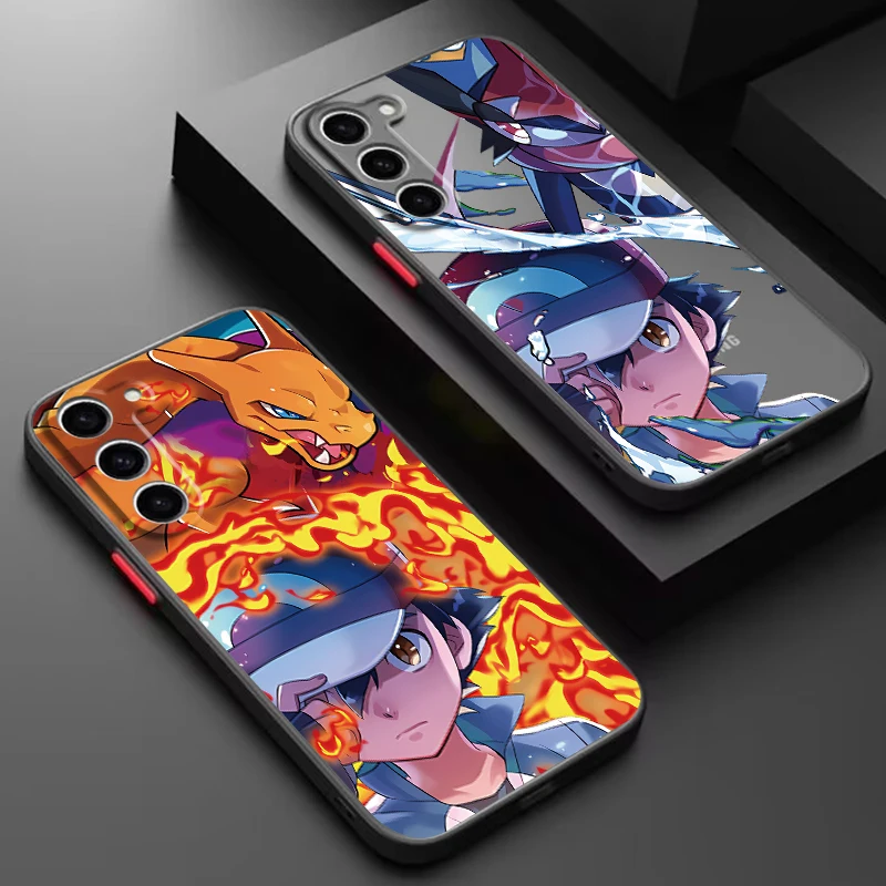 P-Pokemons G-Greninjas Cartoon Frosted Translucent For Samsung Galaxy S24 S23 S22 S21 S20 FE S10 S9 S8 Plus Ultra Pro 5G TPU