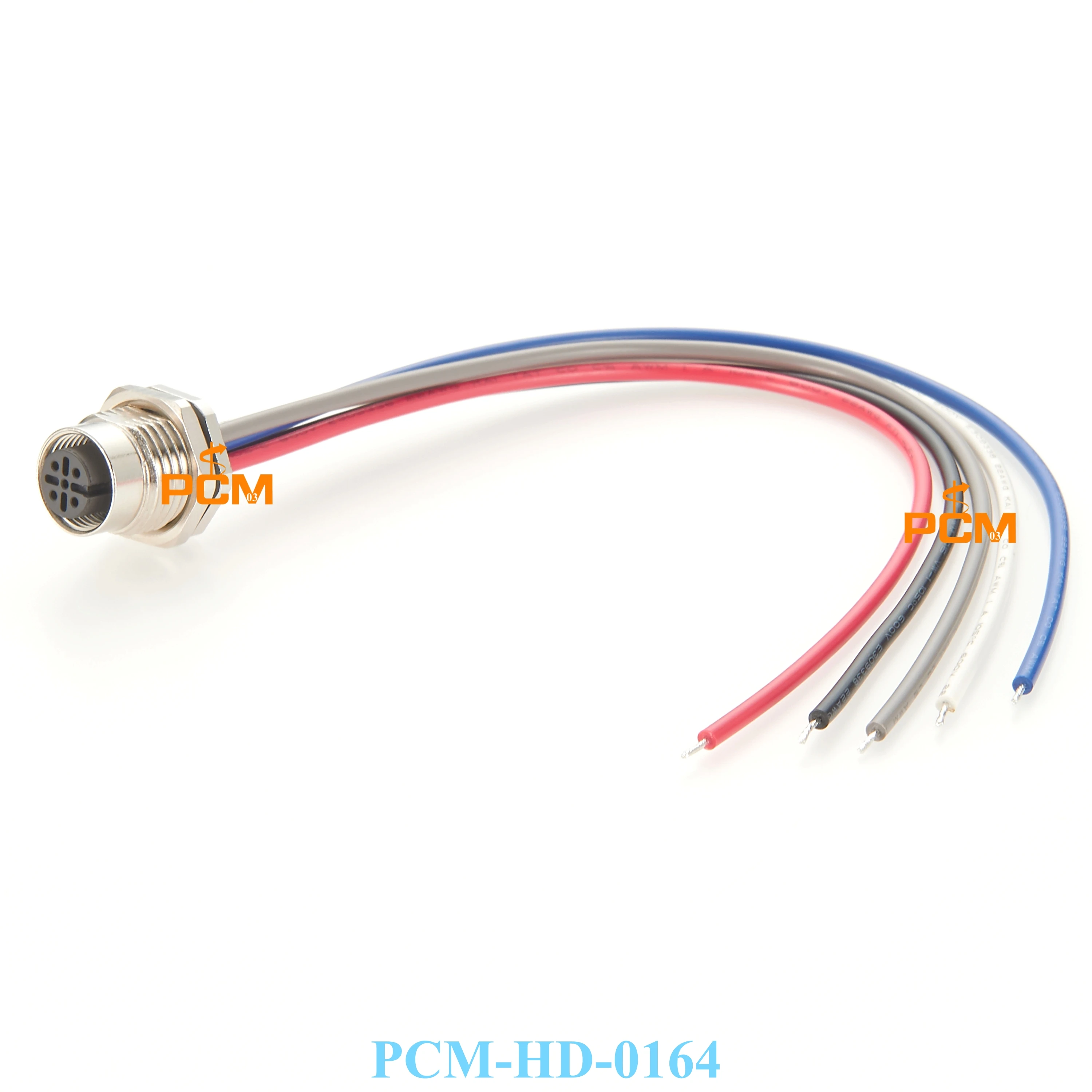 M12 A Code 5Pin Panel Mount Female Connector with 0.2m 22AWG PG9 cable Wire IP67 Waterproof for CANOpen DeviceNet NMEA2000