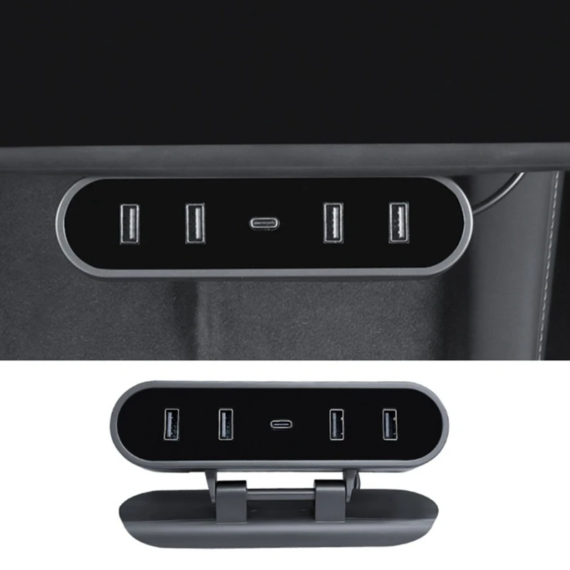 For Tesla Model 3 Model Y Docking Station HUB Under Screen 4 USB Shunt Adapter Charger Splitter Extension Accessories