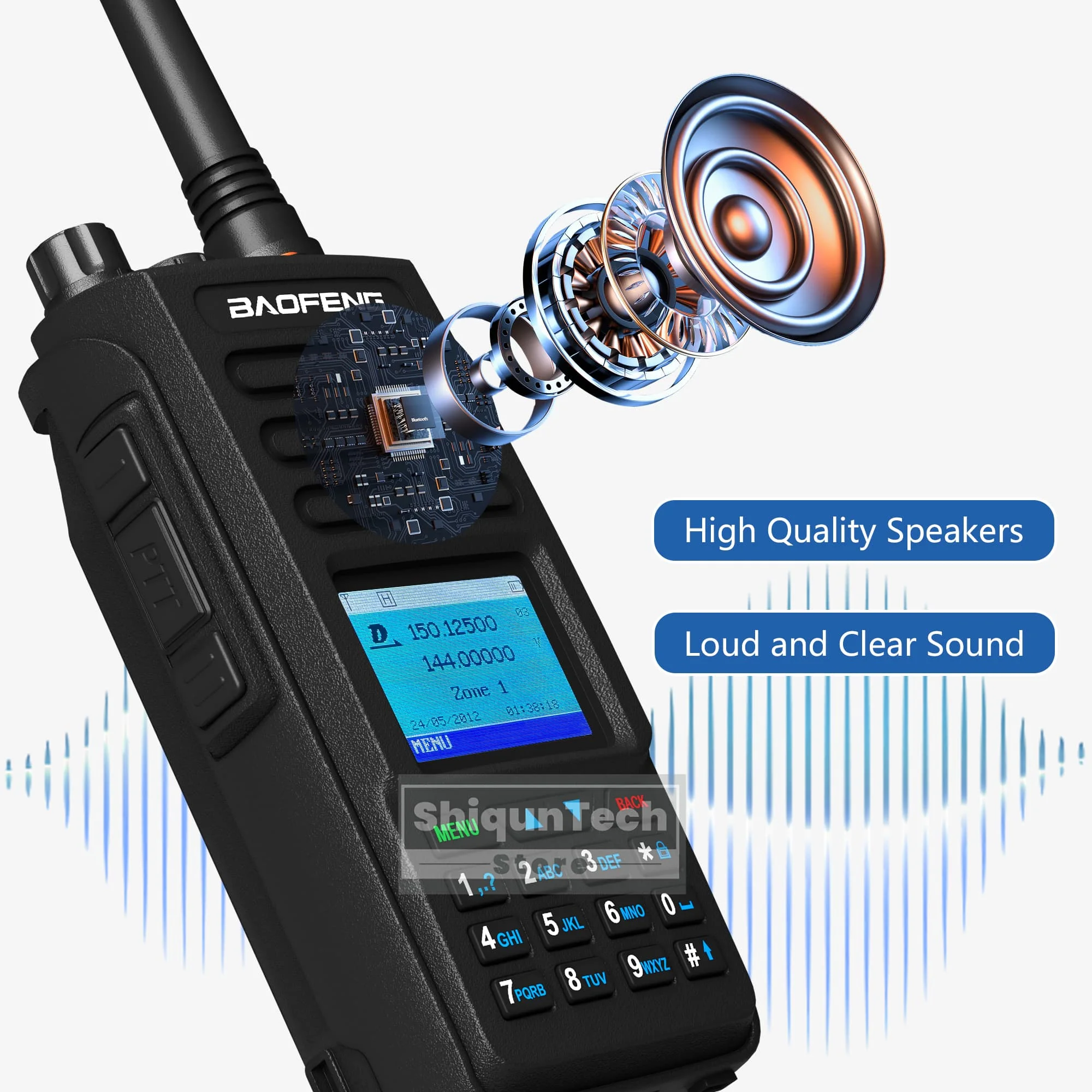DM-1702 نظام تحديد المواقع اسلكية تخاطب Baofeng DMR راديو GPS AES256 التشفير 5 واط الوضع المزدوج التناظرية ثنائي النطاق SMS نص تدليك إنذار وظيفة