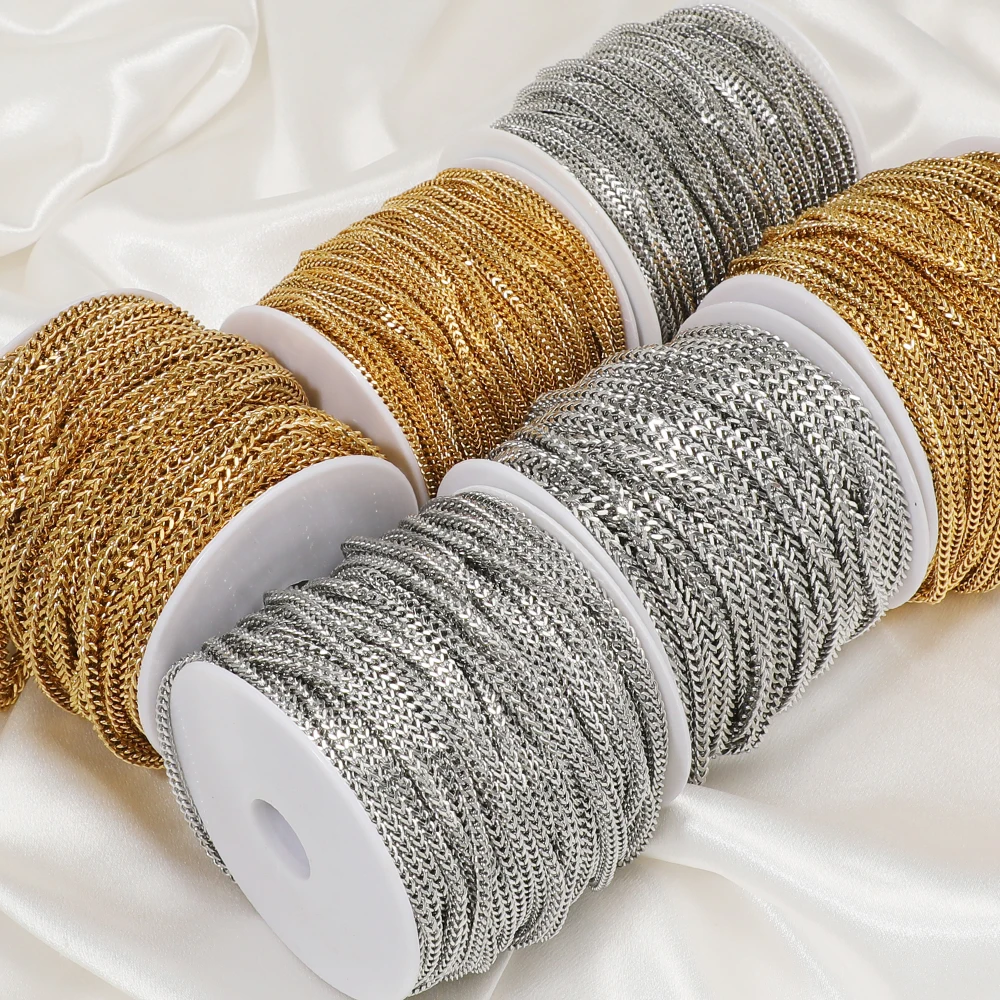 1 Meter Edelstahl-Flachquadrat-Kubanerketten für Halsketten, Anhänger, Armbänder, Zubehör für DIY-Schmuckherstellung – Detail 5