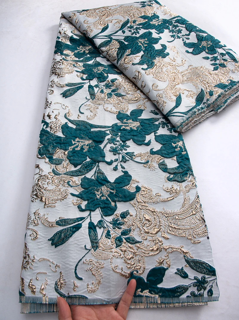 Kalume Latest 2025 Nigerian Jacquard Lace Damask Lace Fabric African Brocade Lace Fabric Sew Luxury Party Dresse For Women view 6