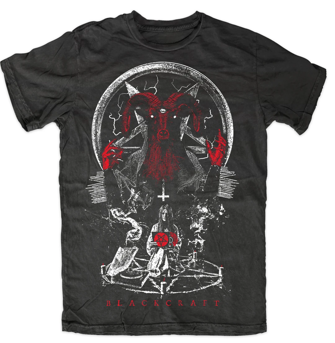

Топ 2025 года, хлопковая футболка с рисунком Blackcraft, свободная посадка, футболка с короткими рукавами и готическим дизайном с крыльями черепа, футболка большого размера