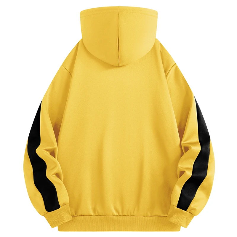 سترة رياضية بغطاء للرأس مرقعة بألوان متعددة للرجال مع جيب كانجا، بلوفر دافئ للخريف والشتاء، ملابس رياضية #5