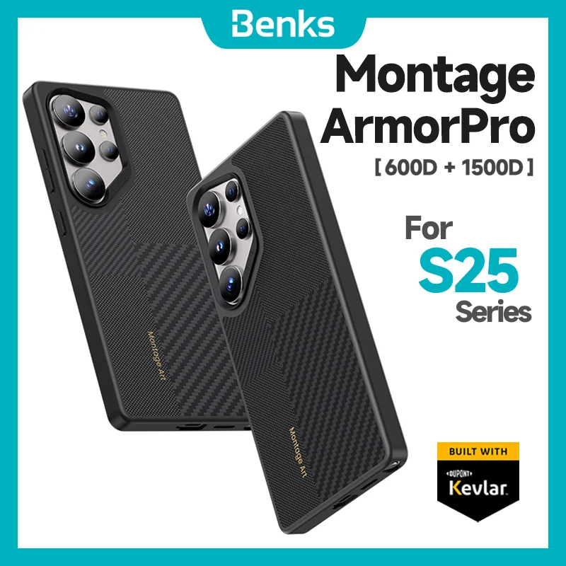 Benks Montage ArmorPro Case built with Kevlar® 600D+1500D for Samsung Galaxy S25 Ultra -Thin Protective Case MagSafe Compatible