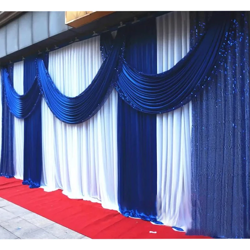 

10x20FT Luxury Wedding Backdrop Curtain Sequins Drapes ice Silk White Backdrops Event Wedding Decorations Stage Backgrounds