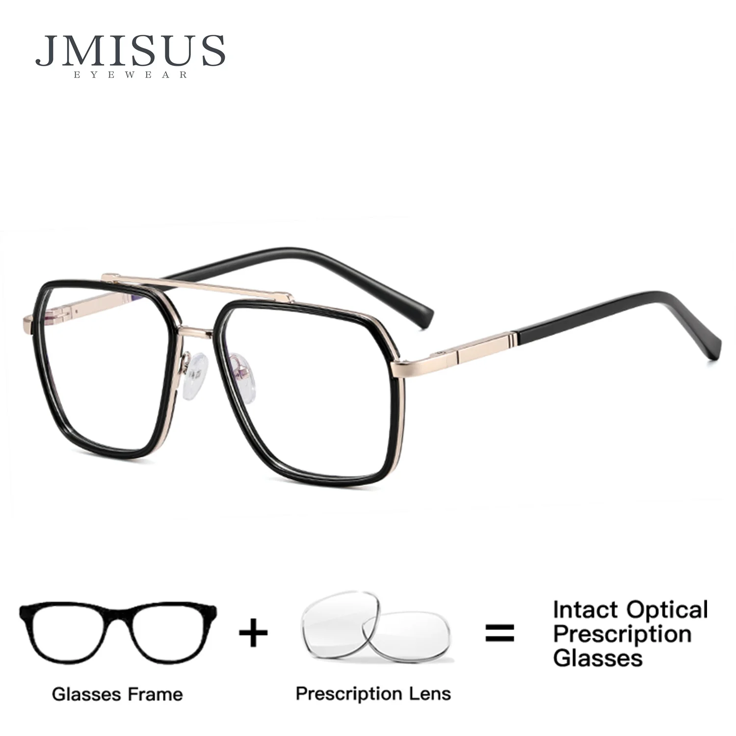 

JMISUS Custom Men Pilot Prescription Eyeglasses Ultralight Metal Blue Light Filter Multifocal Photochromic Grey Optical Eyewear