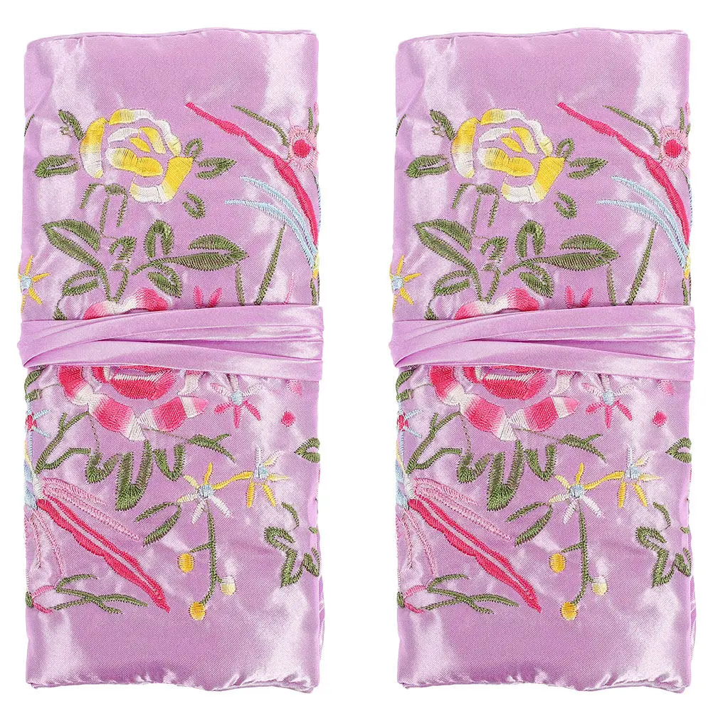 

2pcs Organizer Bag Soft Fabric Portable Travel Storage Roll For Necklaces Bracelets Small Jewelry Holder Roll Travel Jewelry