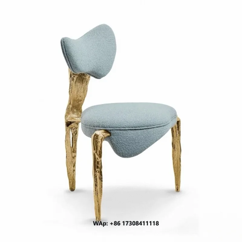 Luxury Brass Dining Chair Modern Designer Upholstered Accent Chair for Villa Mansion Fine Dining Restaurant Project Furniture