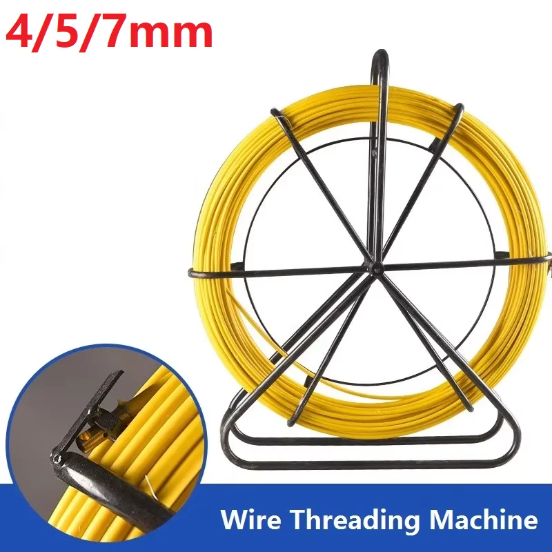

4/5/7mm Fiberglass Wire Cable Running Puller Electrician Wire Threading Machine Fish Tape Rodder Cable Unclogger Leader 50m/100m
