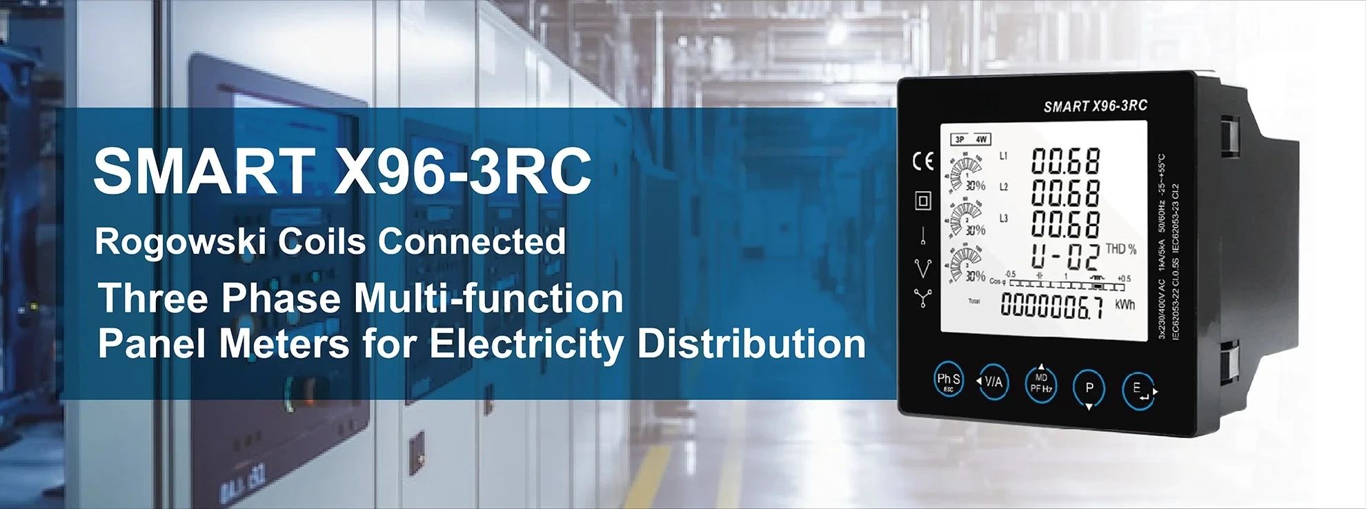 جهاز قياس الطاقة الذكي X96-3RC عالي الدقة لتوزيع الكهرباء بدون توصيل ملف Rogowski