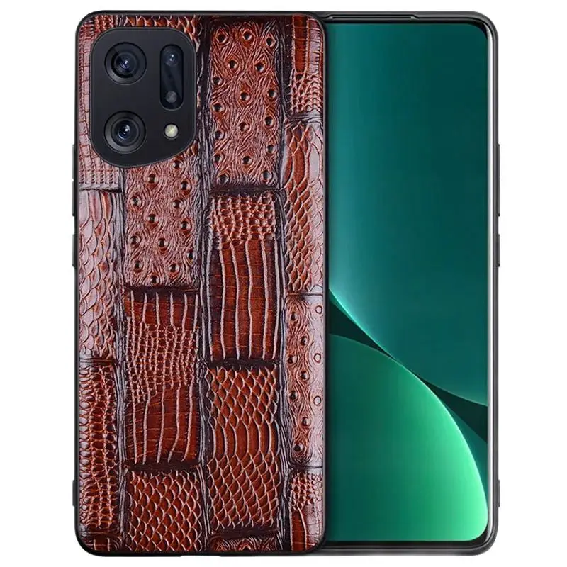 

Hot Sales Luxury Genuine Leather Phone Case For Oppo Find X5 Pro Shockproof Back Cover Fundas For Find X5