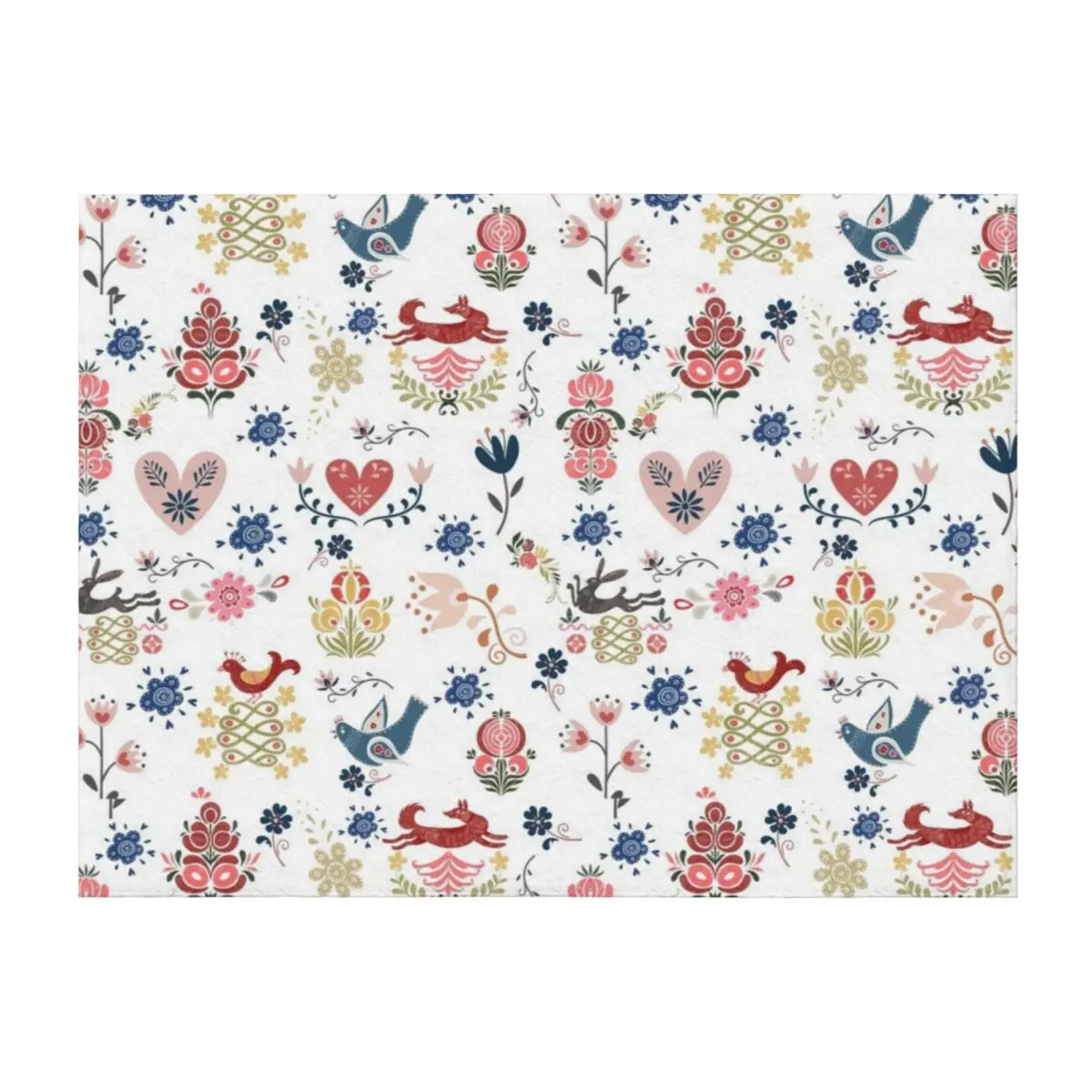 

Swedish Scandinavian Norwegian Folk Art Pattern Throw Blanket Thins Cute Plaid for babies Camping Blankets