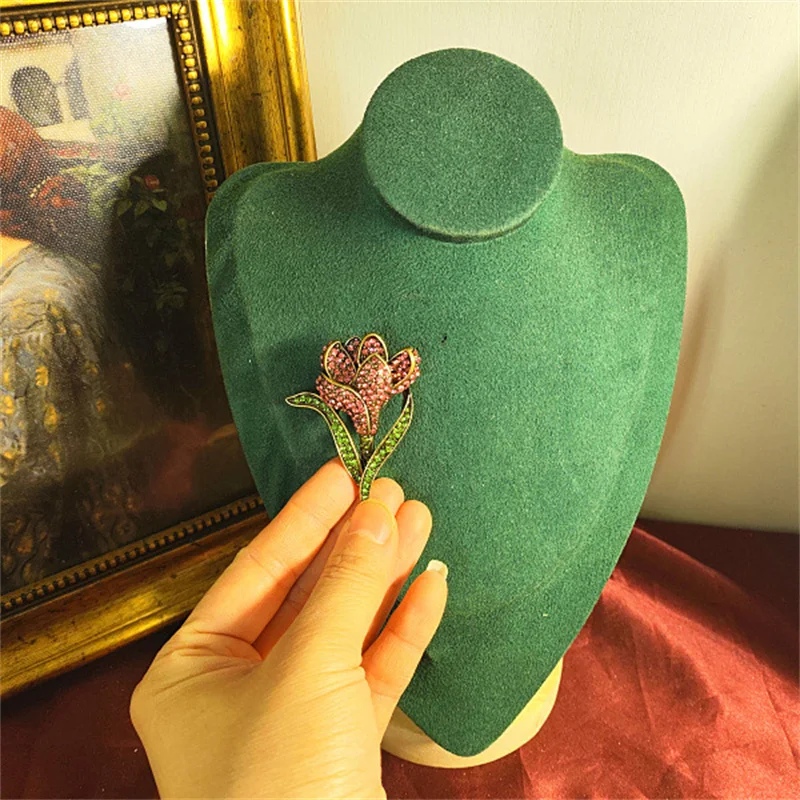 Middle Vintage Women Men Palace Crystal Bird Flower Badges Brooches Unisex Classic Gorgeous Party Banquet Jewelry Retro Pin