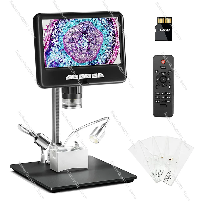 Electronic Digital Microscope 7-Inch IPS Screen 2K HD 1200 Times Industrial Magnifier Motherboard Chip Repair