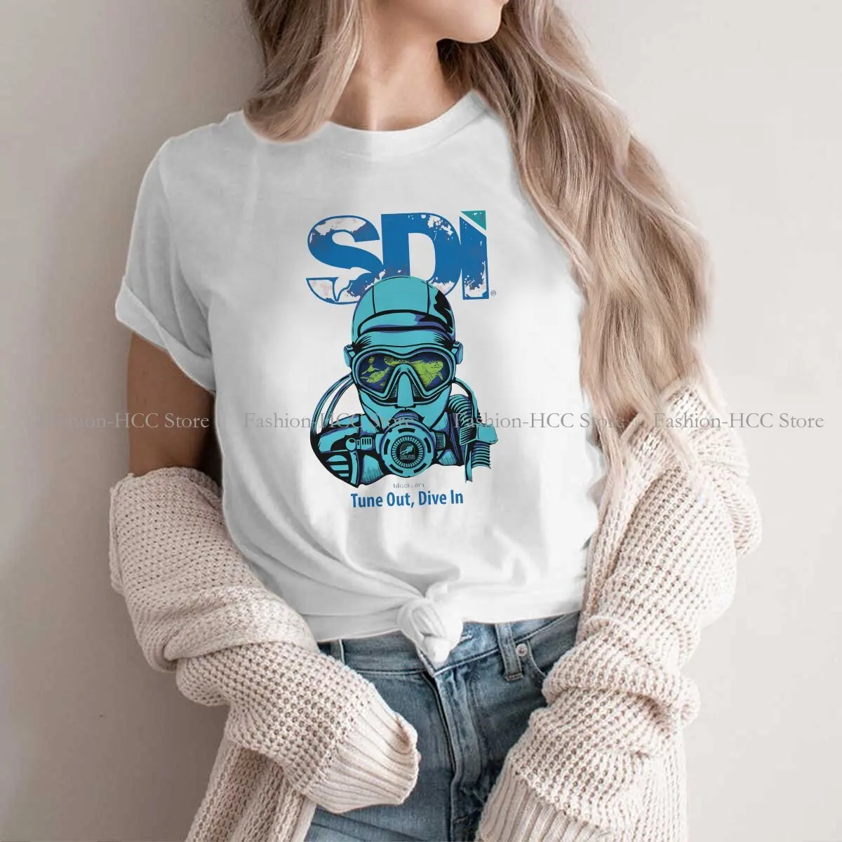 Scuba Diver Adventure Sport Polyester TShirts Tune Out Print Homme T Shirt Hipster Tops