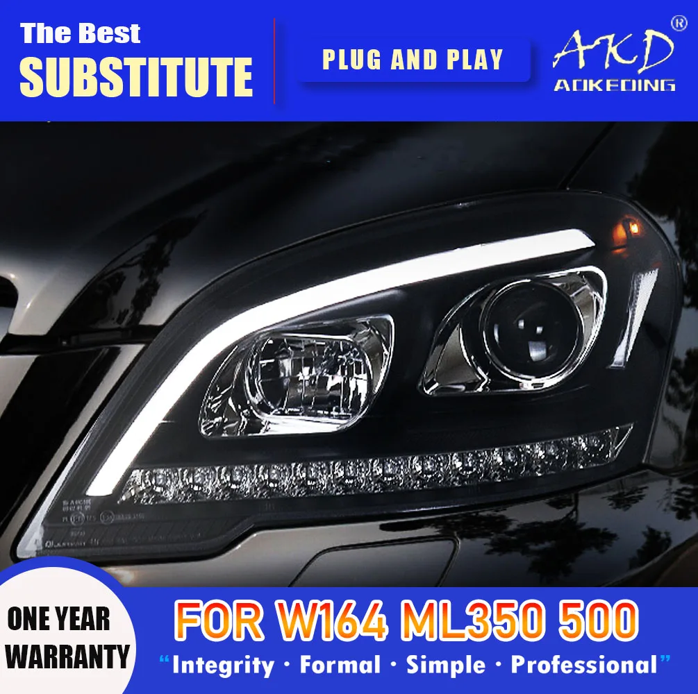 

AKD Head Lamp for Benz W164 LED Headlight 2009-2012 Headlights ML350 ML500 DRL Turn Signal High Beam Angel Eye Projector Lens