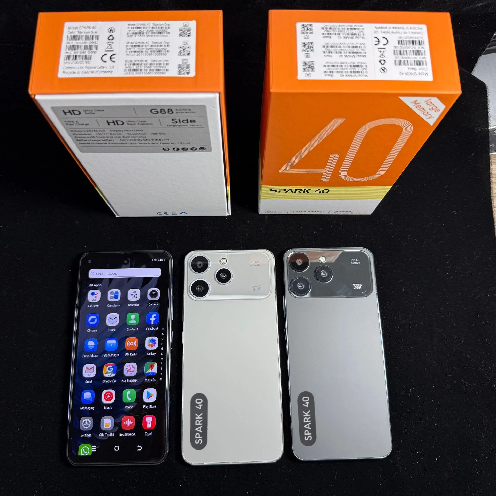 Smartfon SPARK 40, 3 GB RAM, 32 GB ROM, ekran 6,6 cala, telefon komórkowy z Androidem 14, MTK6737 Quad Core, podwójny aparat 13 MP + 16 MP, bateria 5000 mAh.