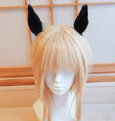 Anime Pretty Derby Eishin Flash Zwarte lange Staart Oor Korte Pruik Cosplay Accessorie Prop voor Vrouwen Halloween Party Cosplay