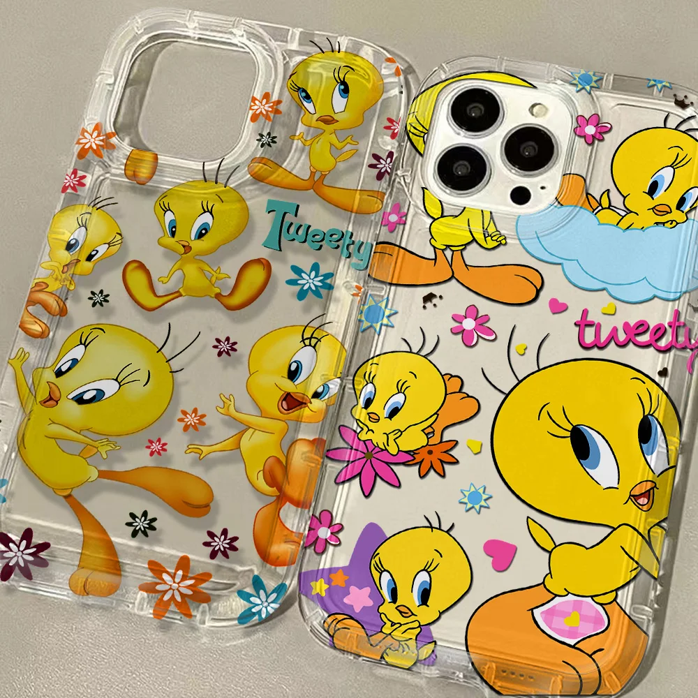 Grappige Tweetys Bird Clear Case voor IPhone 16 15 14 13 12 11 Pro Max 14 15 7 8 Plus X XR XS Max SE2020 Airbag Schokbestendige Cover