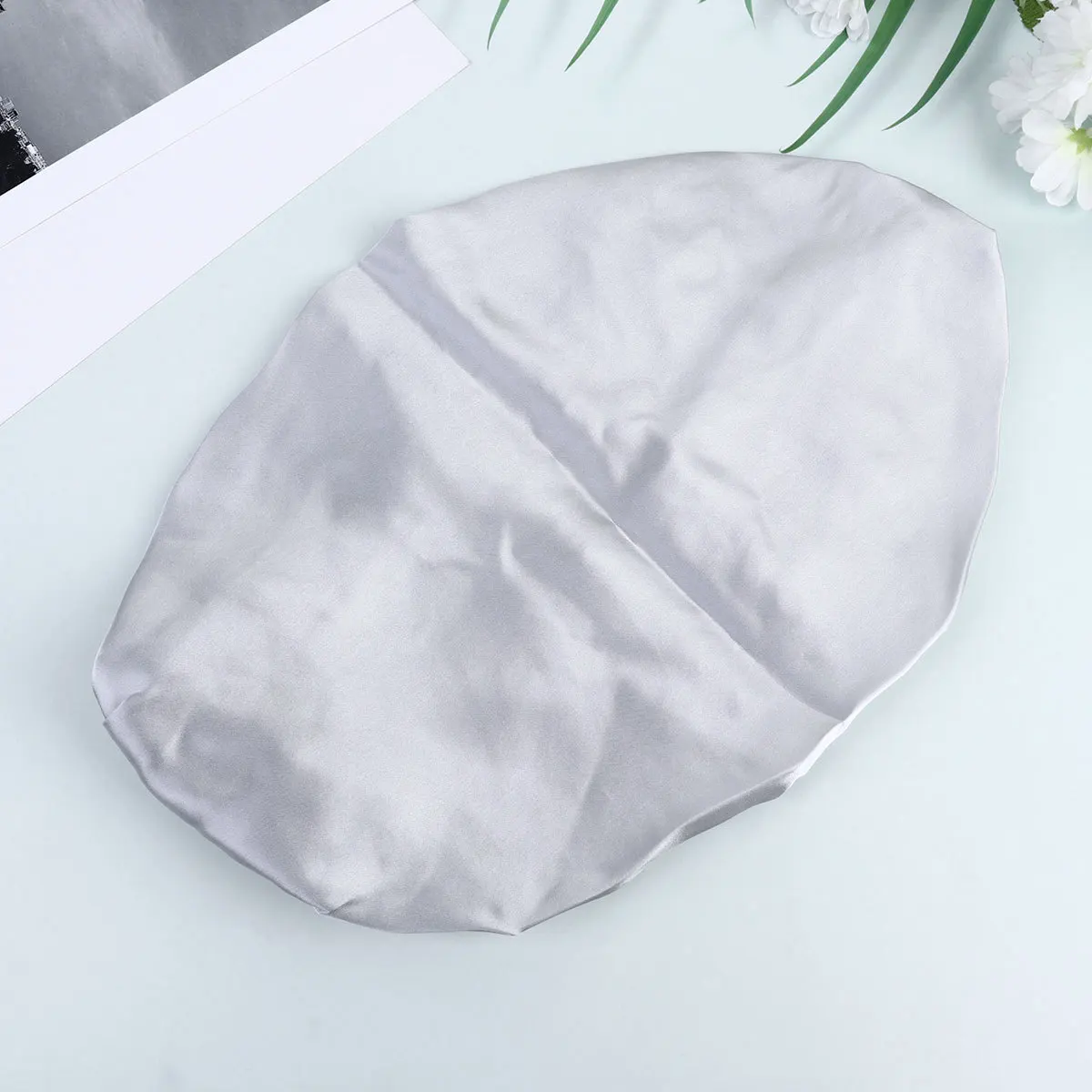 

1Pcs Adjustable Silk Sleeping Cap for Women Night Head Cover Comfortable Fit Non-Mash Design for Beauty Routine Grey