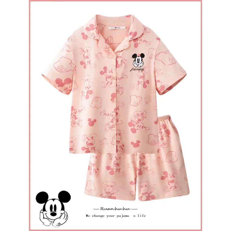 Disney Mickey Mouse Paar Pyjamas Cartoon reine Baumwolle schlafen Männer und Frauen bequeme Damen bekleidung nach Hause Seide Pyjamas