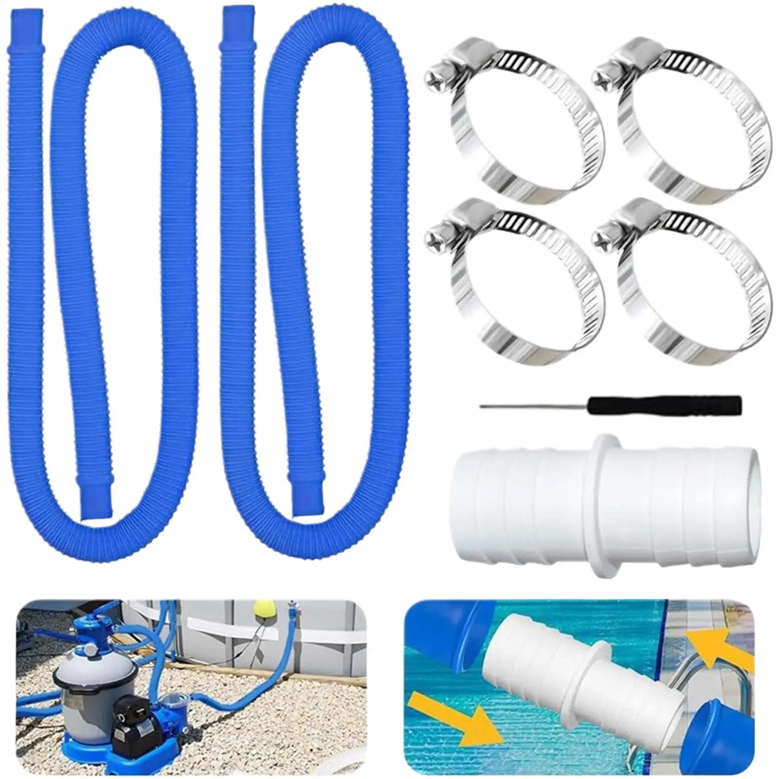 

Ground Pool Hoses Hose For Ground Pools 39 Inches Flexible With 4 Clamps Connector Spa Connections For Manual Vacuuming
