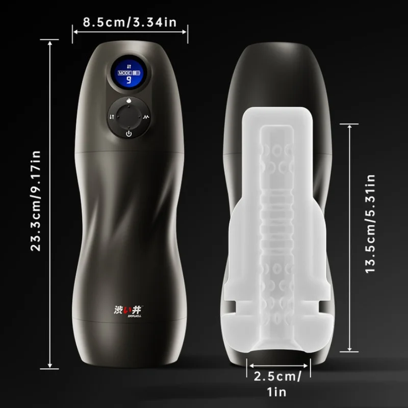 DRYWELL Intelligenter Sexroboter für Männer Vakuum-Oralsex-Saugen Automatischer männlicher Masturbator 9 Saugmodi & 9 Vibrationsmodi & 1 Boost-Modus Heizfunktion Echte Dame Stöhnen Erotikartikel für Männer