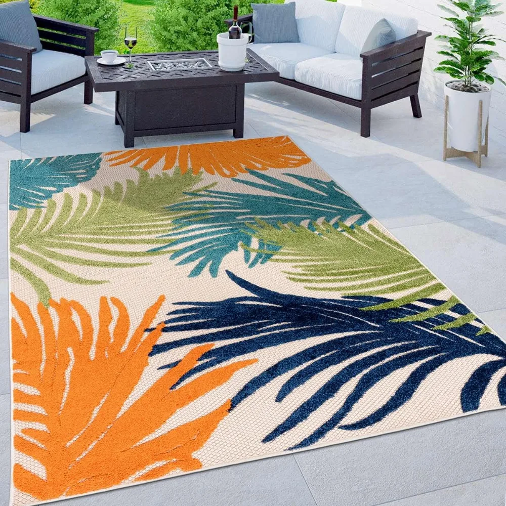 

Outdoor Area Rug 6' 6" X 9', Contemporary Floral Indoor/Outdoor Area Rug 6' 6" X 9' Multi