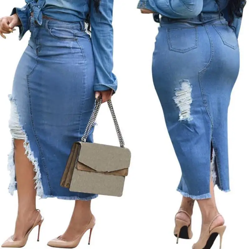 

High Waist Mid-Length Denim Skirt for Women Casual Split Design Comfortable Fit Autumn Season Seven Sve T-irt orts