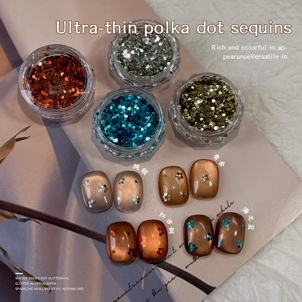 1 Box funkelnde Winter-Herbst-runde Glitzerflocken, reine Farbe, Nagelkunst-Spiegel, metallische Maniküre, Salon-Dekoration, Zubehör