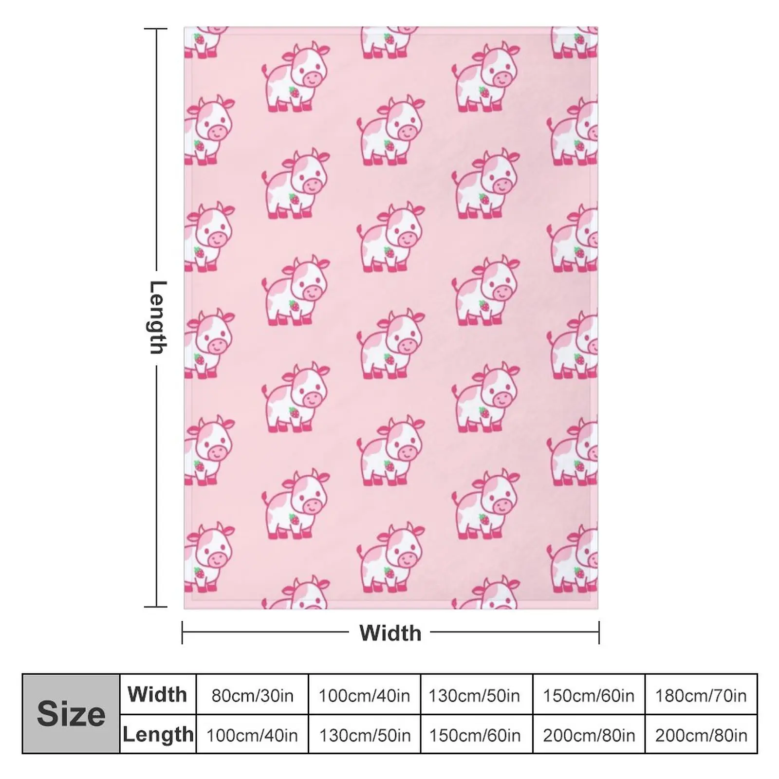 Strawberry Cow Throw Blanket Blanket For Sofa Decorative Throw Blanket Loose