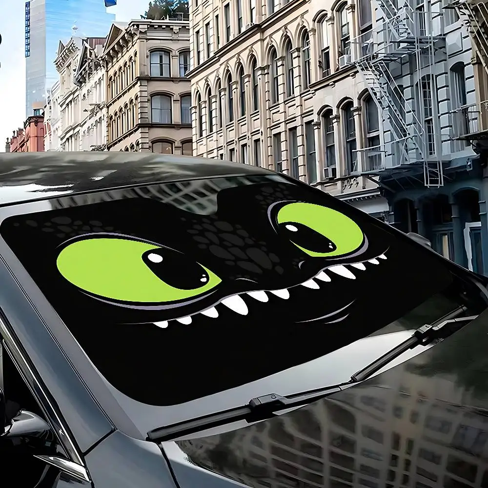 Cartoon EYE Toothless Windshield Sunshade Car Window Windscreen Cover Sun Shade Auto Sun Visor Car-covers Car Solar Protection - view 4