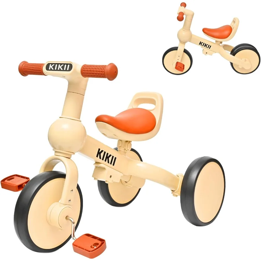 Triciclo per bambini 4 in 1 per 2-4 anni, bici da equilibrio convertibile con pedali, assemblaggio senza attrezzi, triciclo per bambini, ri interno/esterno