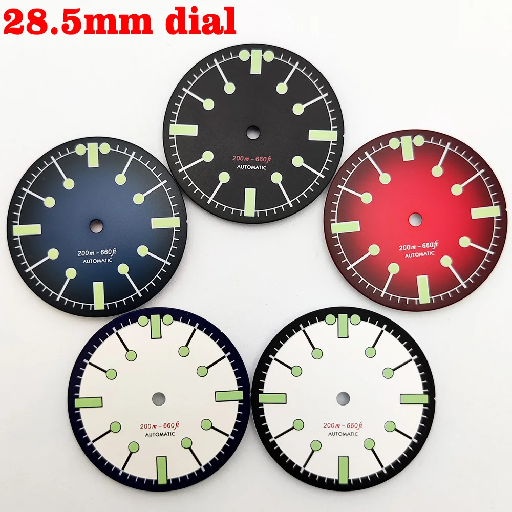 NH series 35 watch dial 28.5mm Men's watch Replacement accessories C3 Green luminous suitable for NH series 34/35/36 Movement di