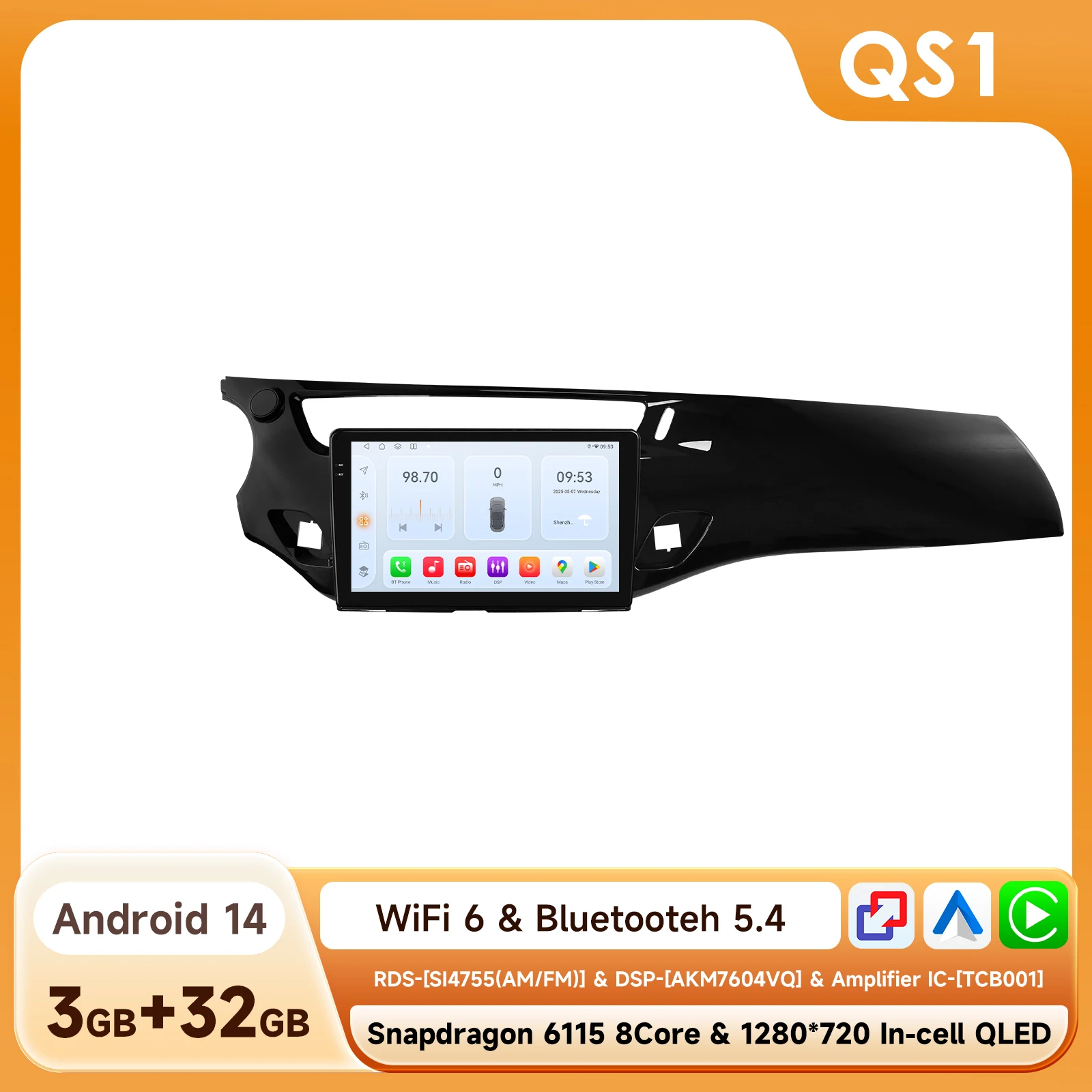 9 ''6115 Intelligent Scherm 2din Android Autoradio Multimedia Video Player voor Citroen C3 DS3 2010-2016 GPS Carplay Auto 4G RDS