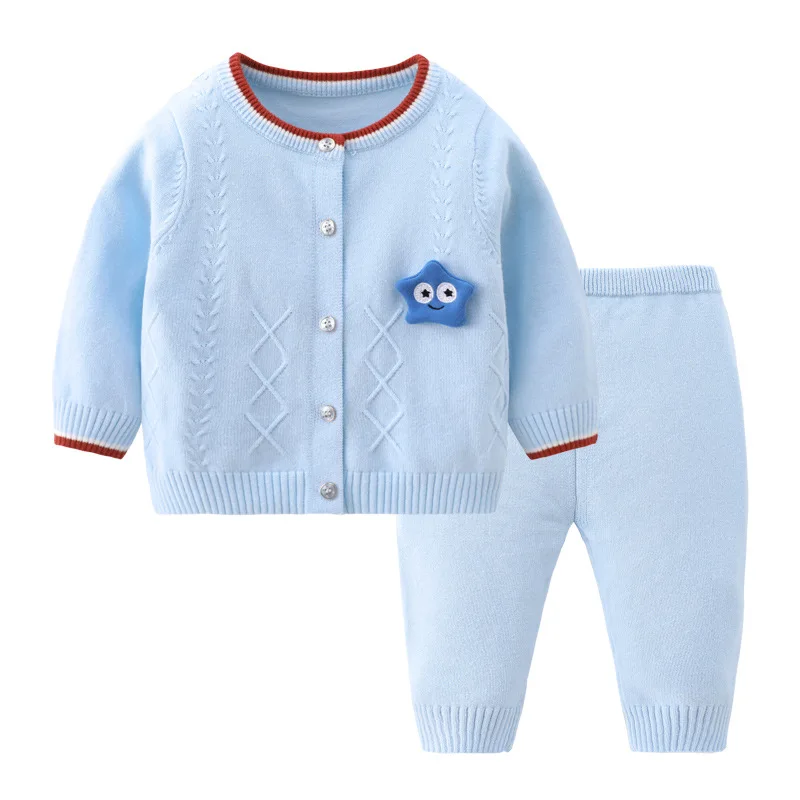 Newborn Baby Sweater Sets 2pcs Long Sleeve Knitted Cardigan+Pants Knitting Suit New Autumn Winter Baby Boys Girls Clothes Set