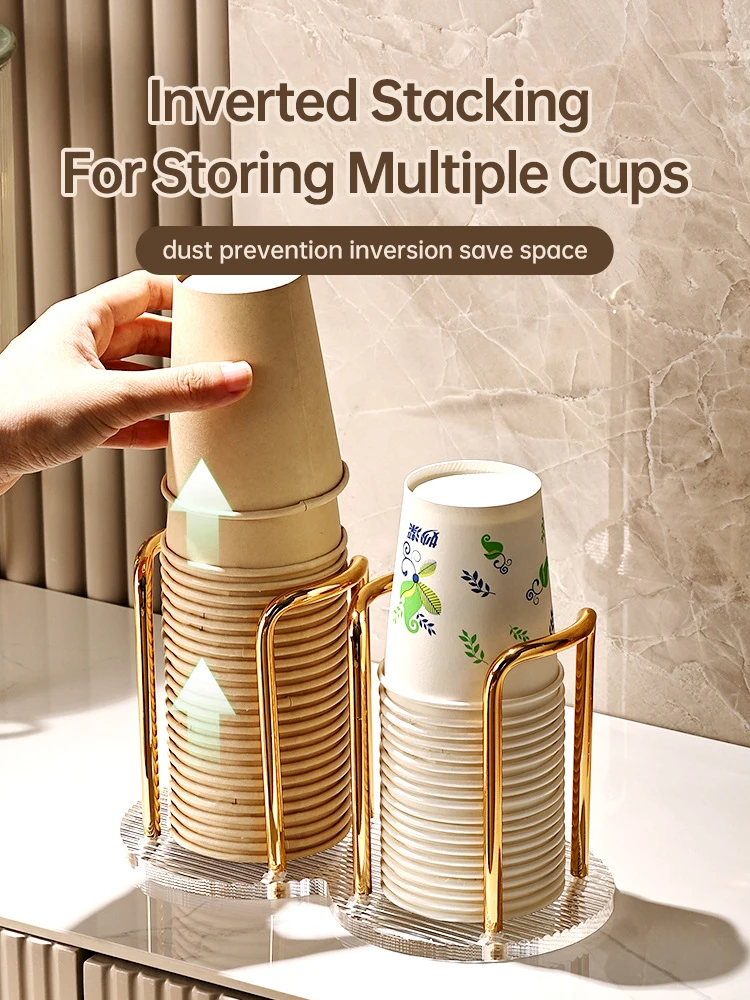 Storage Holder for Disposable Cup Storage Modern Walnut Mug Display Stand Organizer Rack Shelf Water Tea Cups