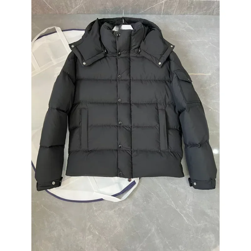 Moncl*r Solid Color Windproof Crop Puffer Jacket Unisex Winter Thick Short Style 90% White Goose Down Jacket Mens Outerwear