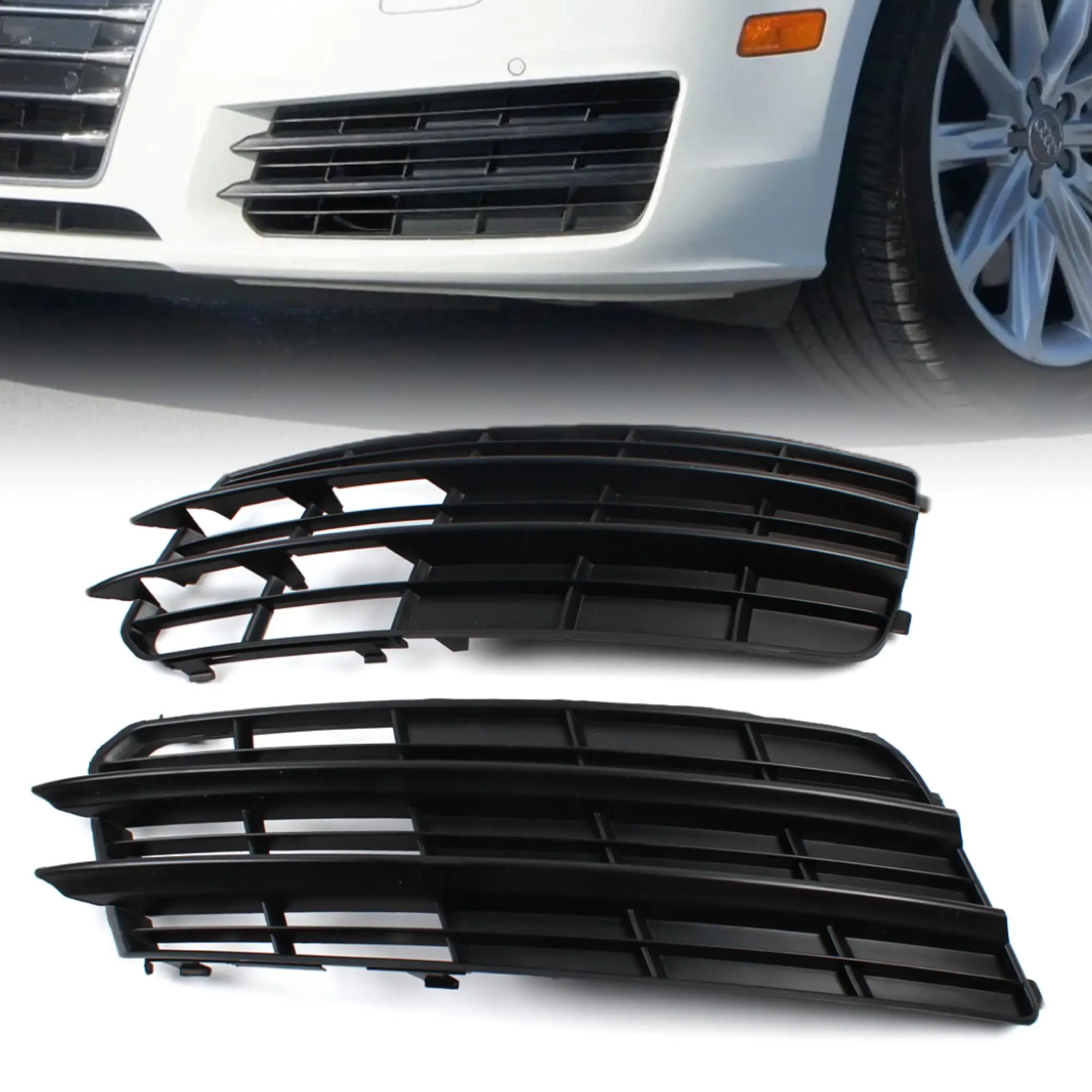 

Для Audi A7 Quattro 2011, 2012 2013, передний нижний бампер, противотуманная фара, решетка, накладка водителя, левая сторона и пассажирская правая сторона, глянцевая