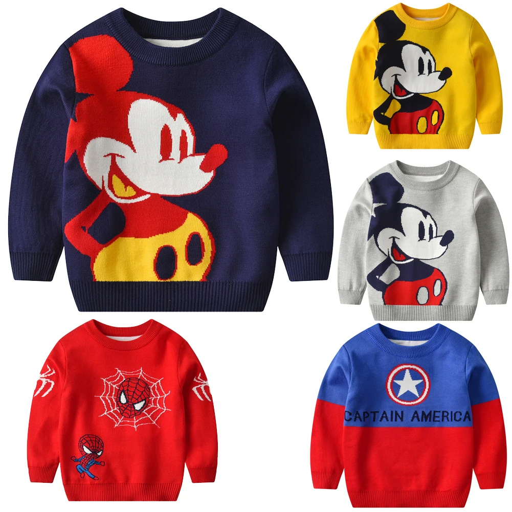 Good Quality Autumn and Winter New Children\'s Clothing Mickey Pullover Sweater Wool Knitted Coat Kids Cartoon Christmas Sweater