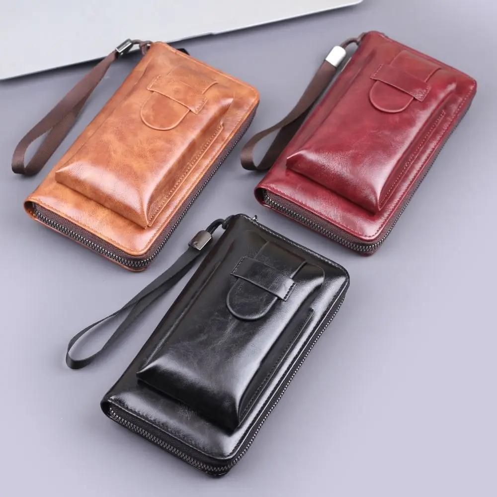 

New PU Leather Women Long Wallet Zipper Design Large Capacity Clutch Phone Bag Tassels Strap Slim Small Wallet Women Girls